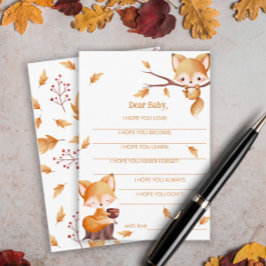 Cartão De Informações Woodland Autumn Baby Fox Wish para Bebê