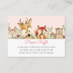 Cartão De Informações Woodland Baby Girl Deer Fox Bunny Fralda Raffle
