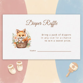 Cartão De Informações Woodland Fox Watercolor Florals Diaper Raffle Card