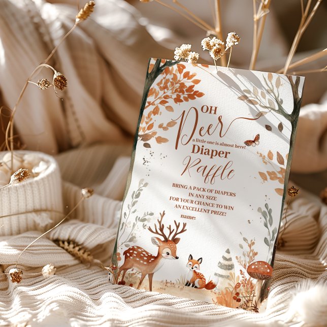 Cartão De Informações Woodland Oh Deer Forest Diapper Raffle (Criador carregado)