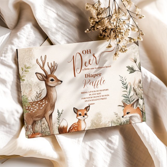 Cartão De Informações Woodland Oh Deer Theme Diapper Raffle (Criador carregado)