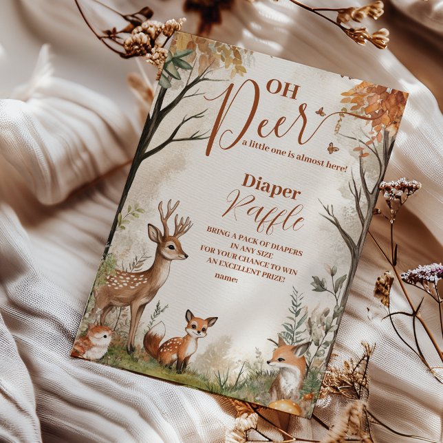 Cartão De Informações Woodland Oh Deer Theme Diapper Raffle (Criador carregado)