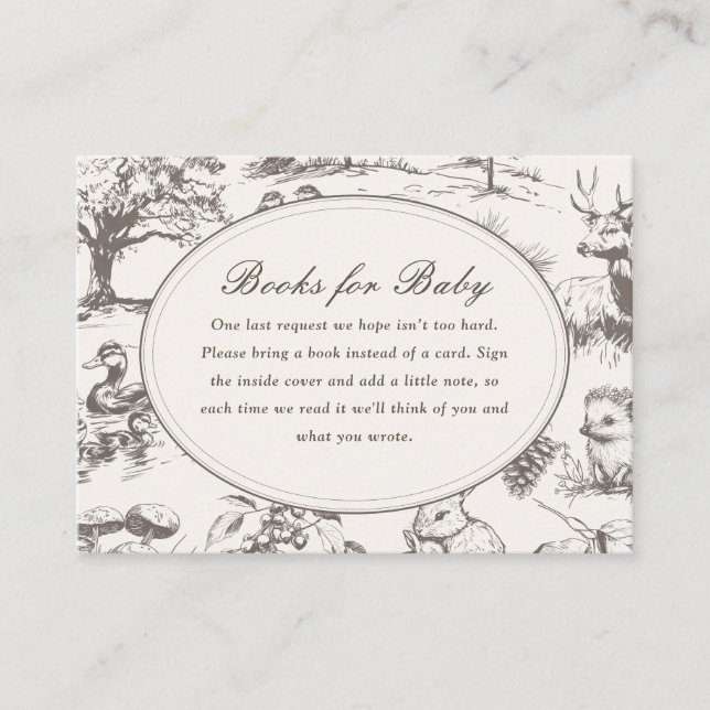 Cartão De Informações Woodland Sketched Allover Print Books for Baby (Frente)