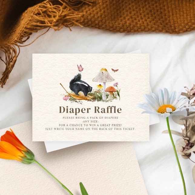 Cartão De Informações Woodland Skunk Girl Chá de fraldas Fralda Raffle (Criador carregado)