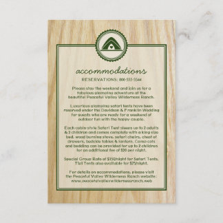 Cartão De Informações Woody Weding & Glamping Information Card