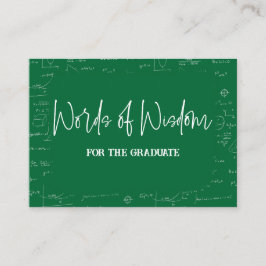 Cartão De Informações Words of Wisdom Green Math Graduation Advice