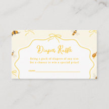 Yellow Bow Honey Bee Baby Shower Diaper Raffle