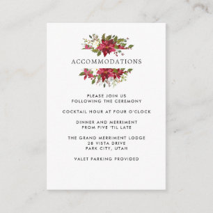 Cartão De Informações Yuletida Alojamento Do Hotel Poinsettia WEDDING