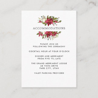 Cartão De Informações Yuletide | Alojamento do Hotel Poinsettia WEDDING