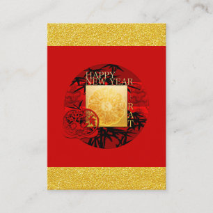 Cartão De Informações Zodiac Yin Yang Bamboo Chinês Rato Ano 2020 Enc C