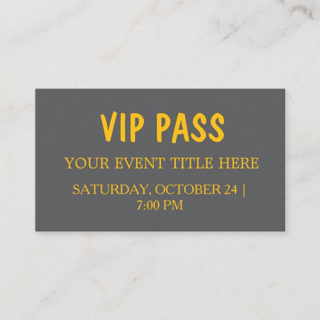 Cartão de Ingresso para Evento com Passagem VIP El (Frente)