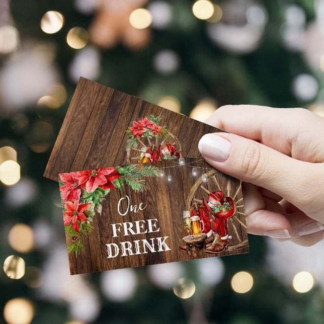 Cartão de Ingresso para Festa de Natal com Bebida  (Criador carregado)