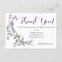 Cartão de Inserção de Agradecimento Roxo para Pequ