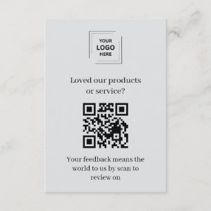 Cartão de Inserção de Avaliação do Cliente QR Cinz