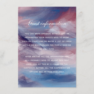 Cartão de Inserção de Casamento Artístico Azul Púr