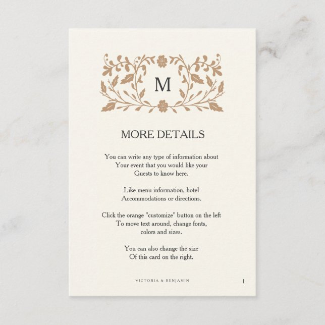 Cartão de Inserção de Casamento de Página do Capít (Frente)