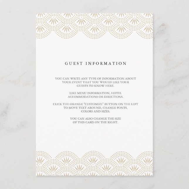 Cartão de Inserção de Casamento Deco Seigaiha (Frente)