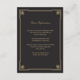 Cartão de Inserção de Casamento do Estilo de Arte 