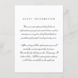 Cartão de Inserção de Casamento Elegante Branco Li
