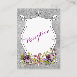 Cartão de Inserção de Casamento   Plum FAUX Silver