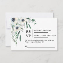 Cartão de inserção de casamento RSVP Anemone