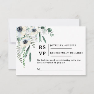 Cartão de inserção de casamento RSVP Anemone