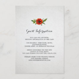 Cartão de Inserção de Casamento Vermelho Poppy