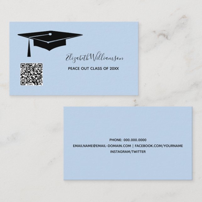 Cartão de Inserção de Código QR do Nome de Graduaç (Frente/Verso)