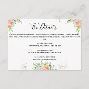Cartão de inserção de detalhes de casamento floral