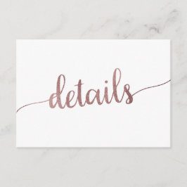 Cartão de Inserção de Detalhes do Casamento Dourad