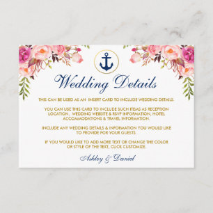 Cartão de Inserção de Detalhes Florais de Casam