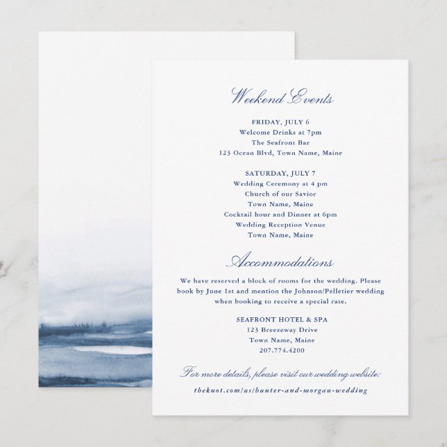 Cartão de Inserção de Eventos e Alojamentos de Fim (Frente/Verso)