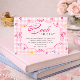 Cartão de Inserção de Livro de Laço Floral Gingham