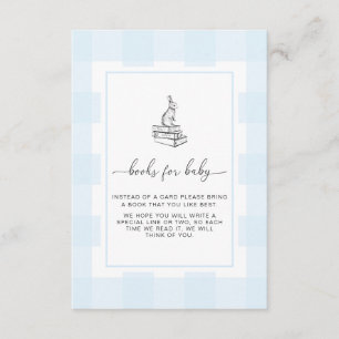 Cartão de Inserção de Livros de Coelho Azul Gingha