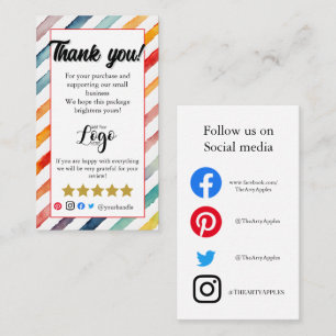 Cartão de Inserção de Pedido Personalizado Obrigad