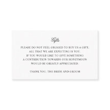 Cartão de Inserção de Presente de Casamento Simple