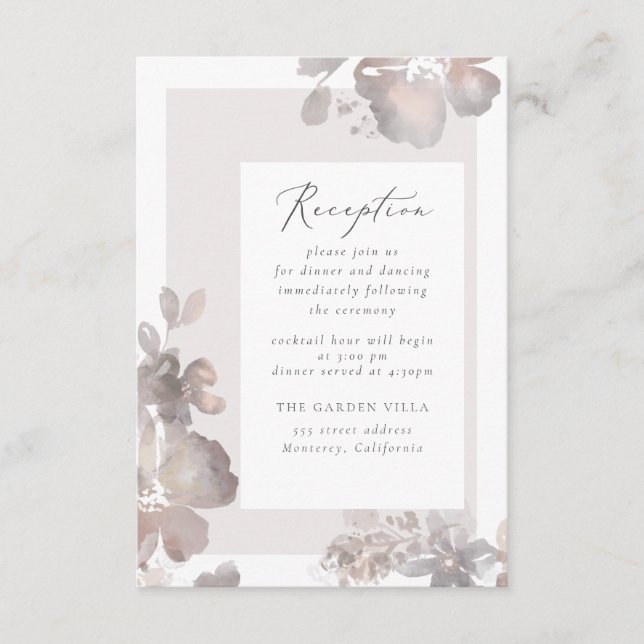 Cartão de Inserção de Recepção de Romance de Flor  (Frente)