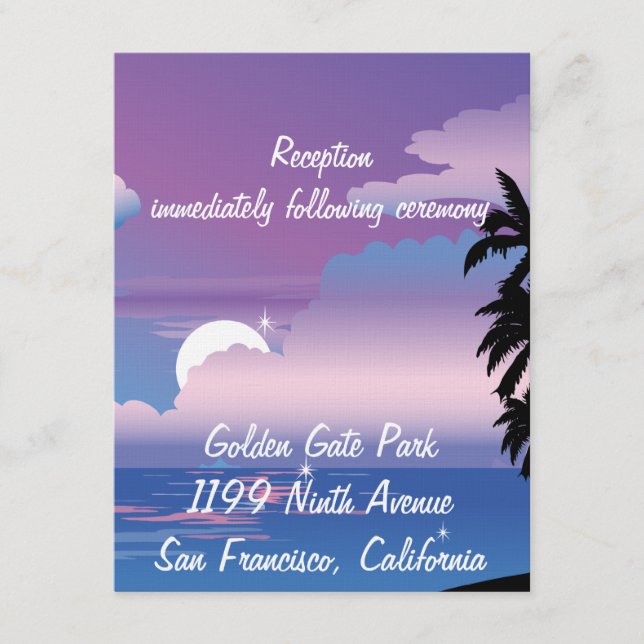 Cartão de Inserção de Recepção Noturna Tropical (Frente)