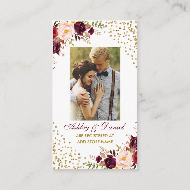 Cartão de Inserção de Registro de Fotos de Casamen (Frente)