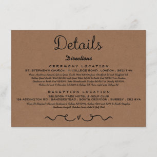 Cartão de Inserção Detalhada de Casamento   Rustic