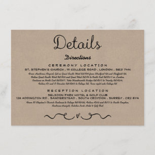 Cartão de Inserção Detalhada de Casamento   Rustic