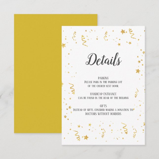 Cartão de Inserção Detalhado de Celebração Dourada (Frente/Verso)