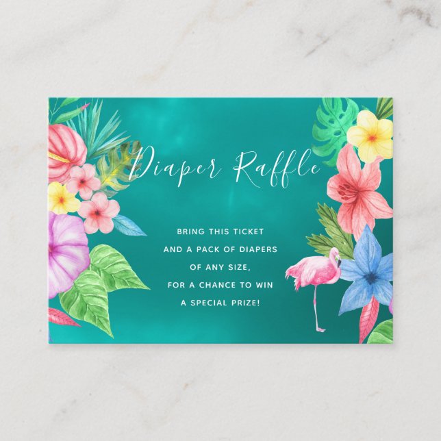 Cartão de inserção do chá de fraldas tropical de f (Frente)