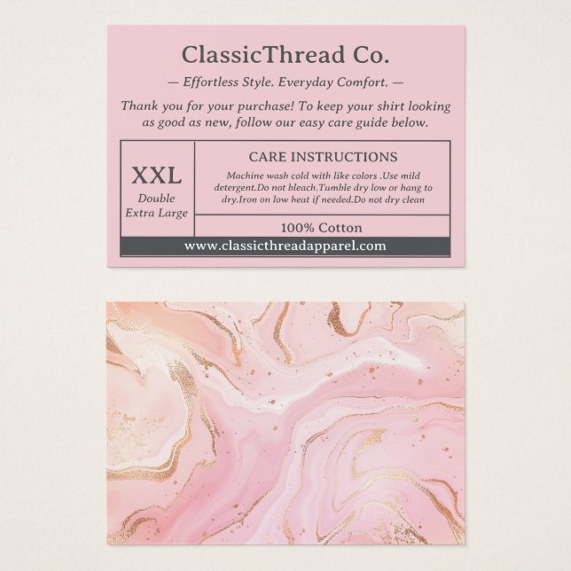 Cartão de Inserção do Pacote de Instrução de Roupa (Frente & Verso)