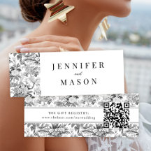 Cartão de inserção do registro QR do casamento de 