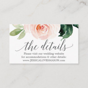 Cartão de Inserção do Site de Casamento de Blooms 