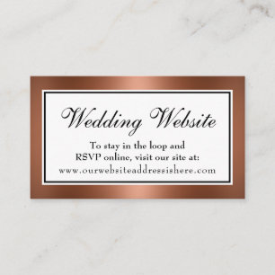 Cartão de Inserção do Site de Casamento de Cobre F