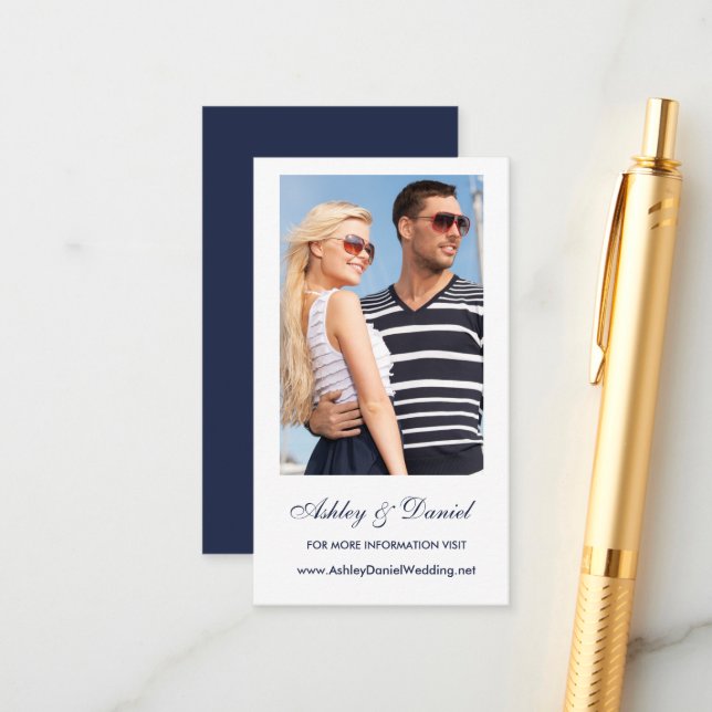 Cartão de Inserção do Site de Casamento de Fotos - (Frente/Verso In Situ)