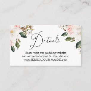 Cartão de Inserção do Site de Casamento de Magnoli