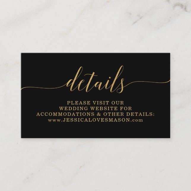 Cartão de Inserção do Site de Casamento Dourado Mí (Frente)